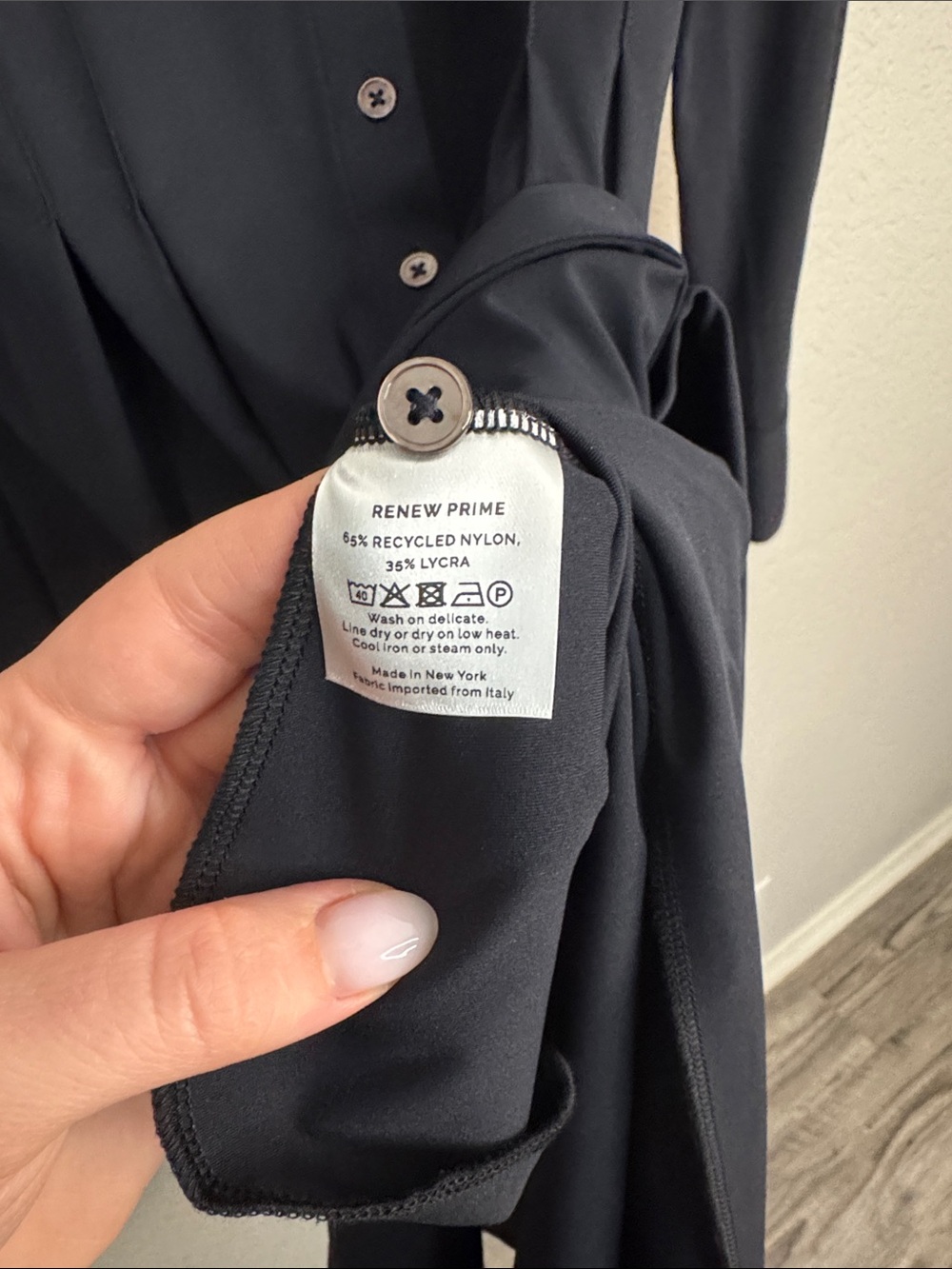 NEW Luxeire Long Sleeve Fit-and-Flare Shirt Dress Large Wrinkle Free Performance - Picture 5 of 7
